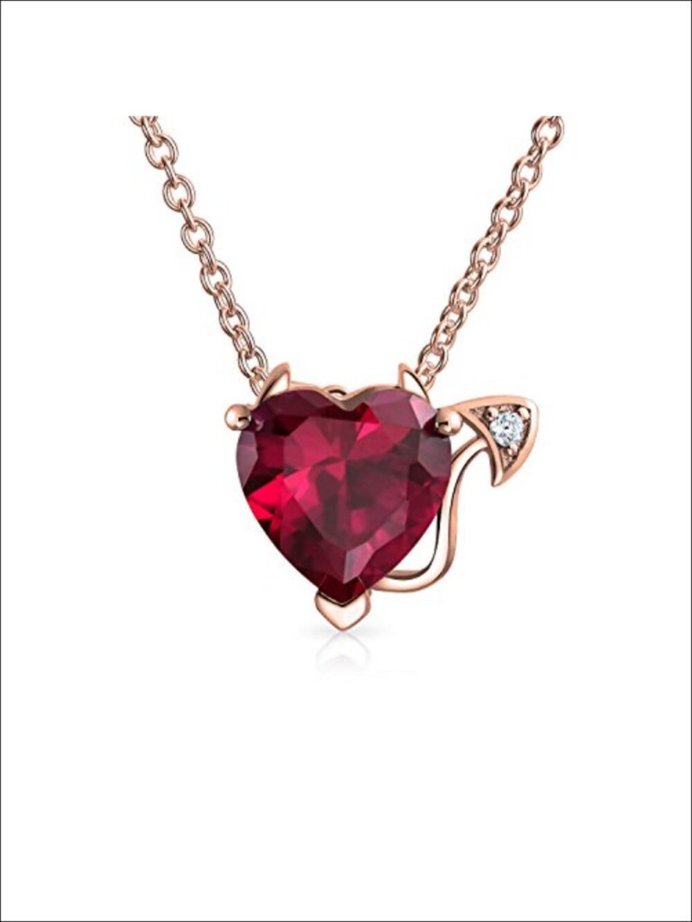 Rose Gold Plated Sterling Silver Heart Pendant Necklace CZ